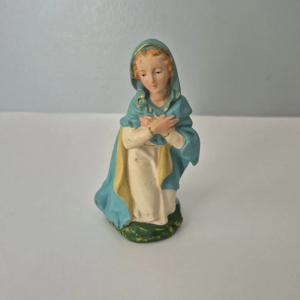 Vintage Italian Paper Mache Nativity Replacement Figures Mary & Baby Jesus